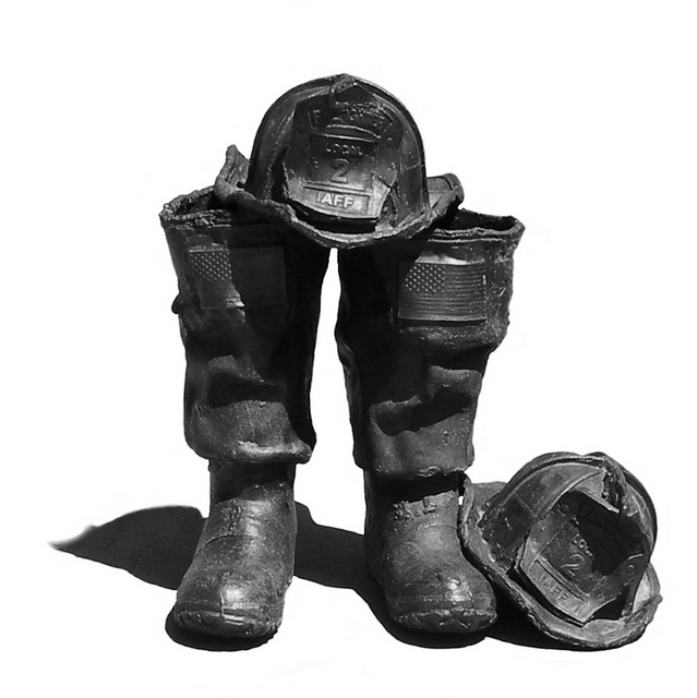 Fireman's boots and helmet